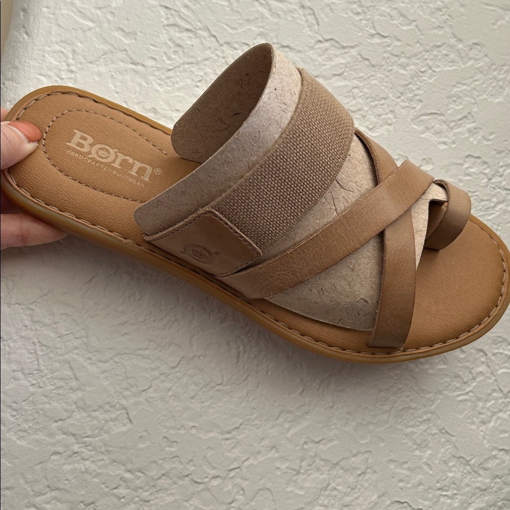 Born Beige Strappy Leather Sandals 6 - Picture 6 of 7